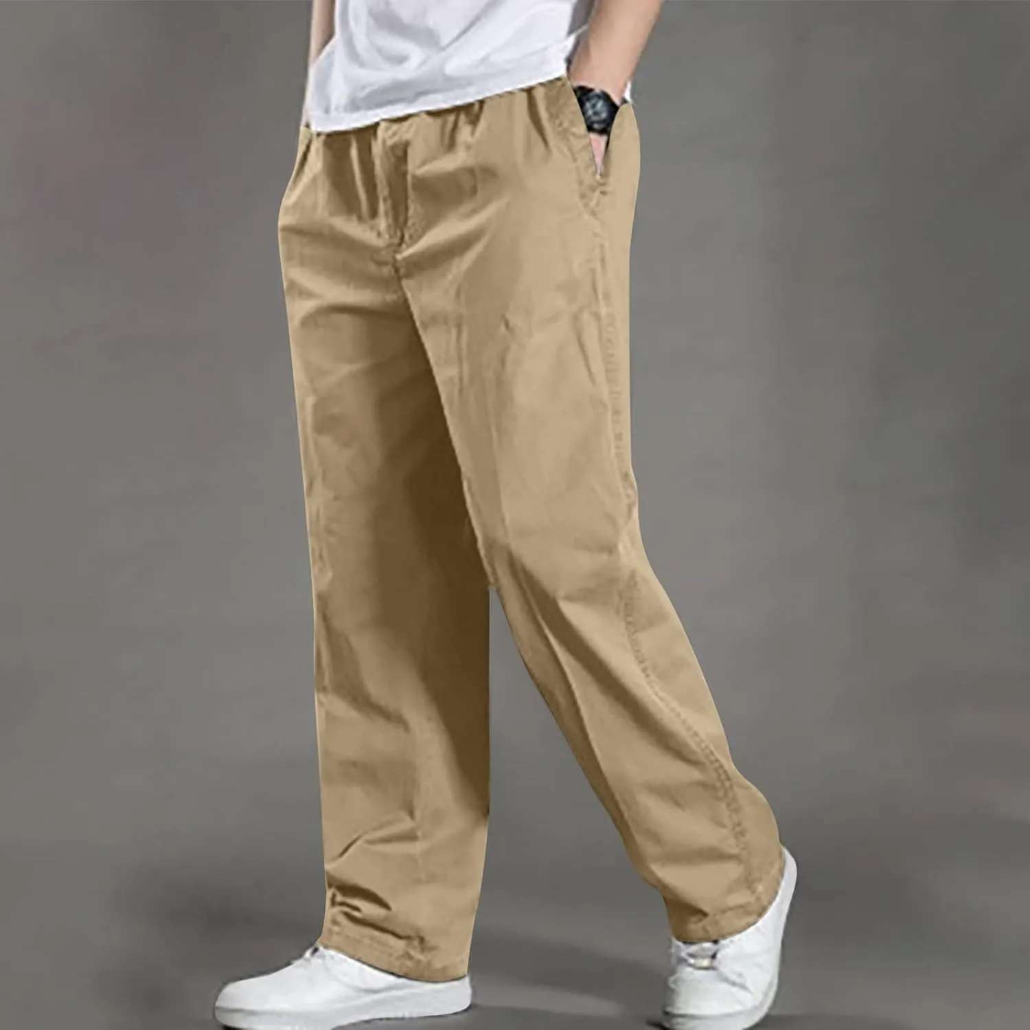 Hiking Pants Men Lightweight Big and Tall Dress Pants Casual Elastic Waist Cargo Pants Breathable Stretch Golf Pants