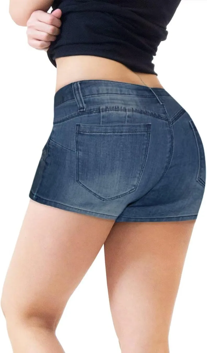 Hybrid & Company Womens Ripped Stretchy Jeans Shorts Casual Denim Shorts