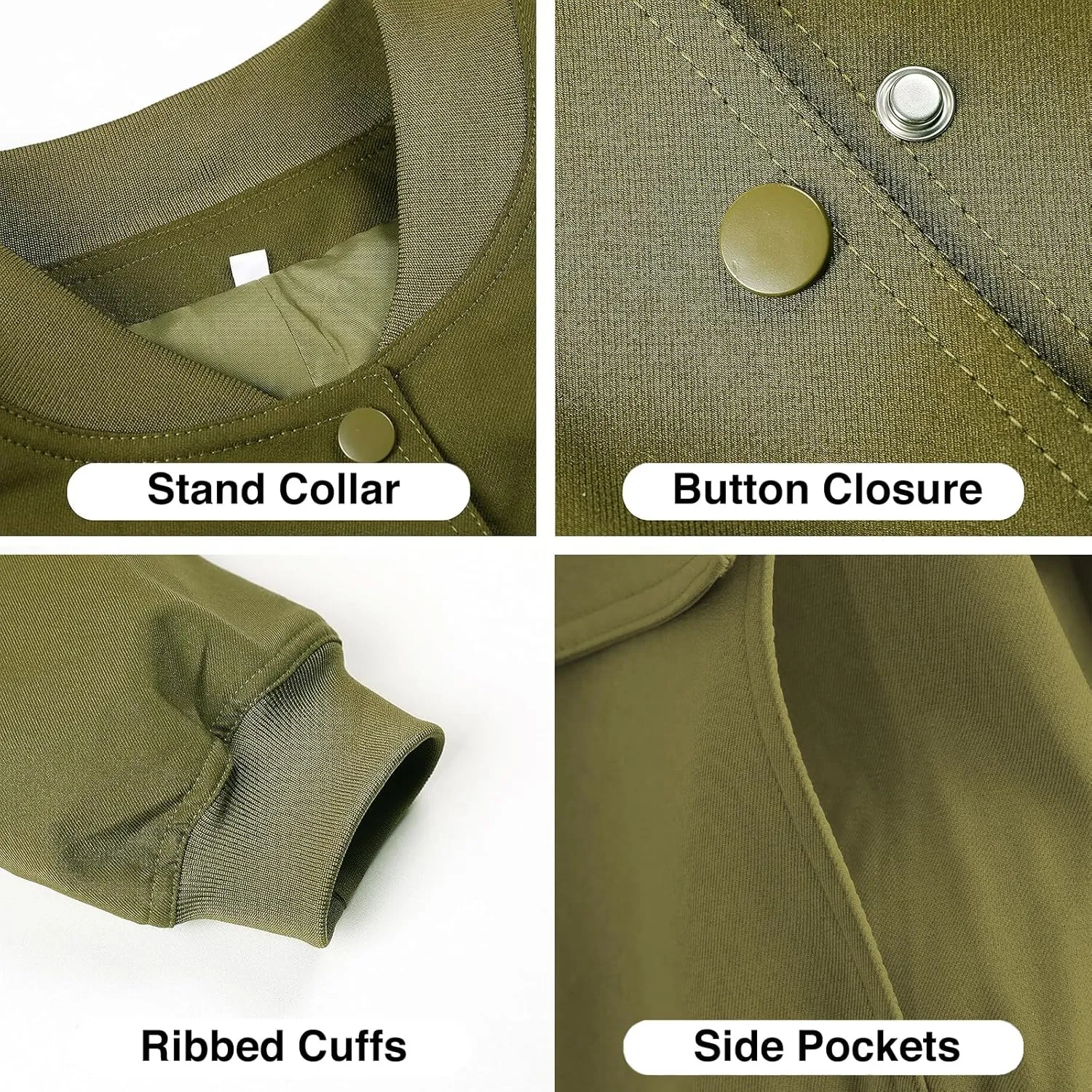 imbpceu Women Bomber Jacket Casual Long Sleeve Button Down Varsity Jackets with Pockets