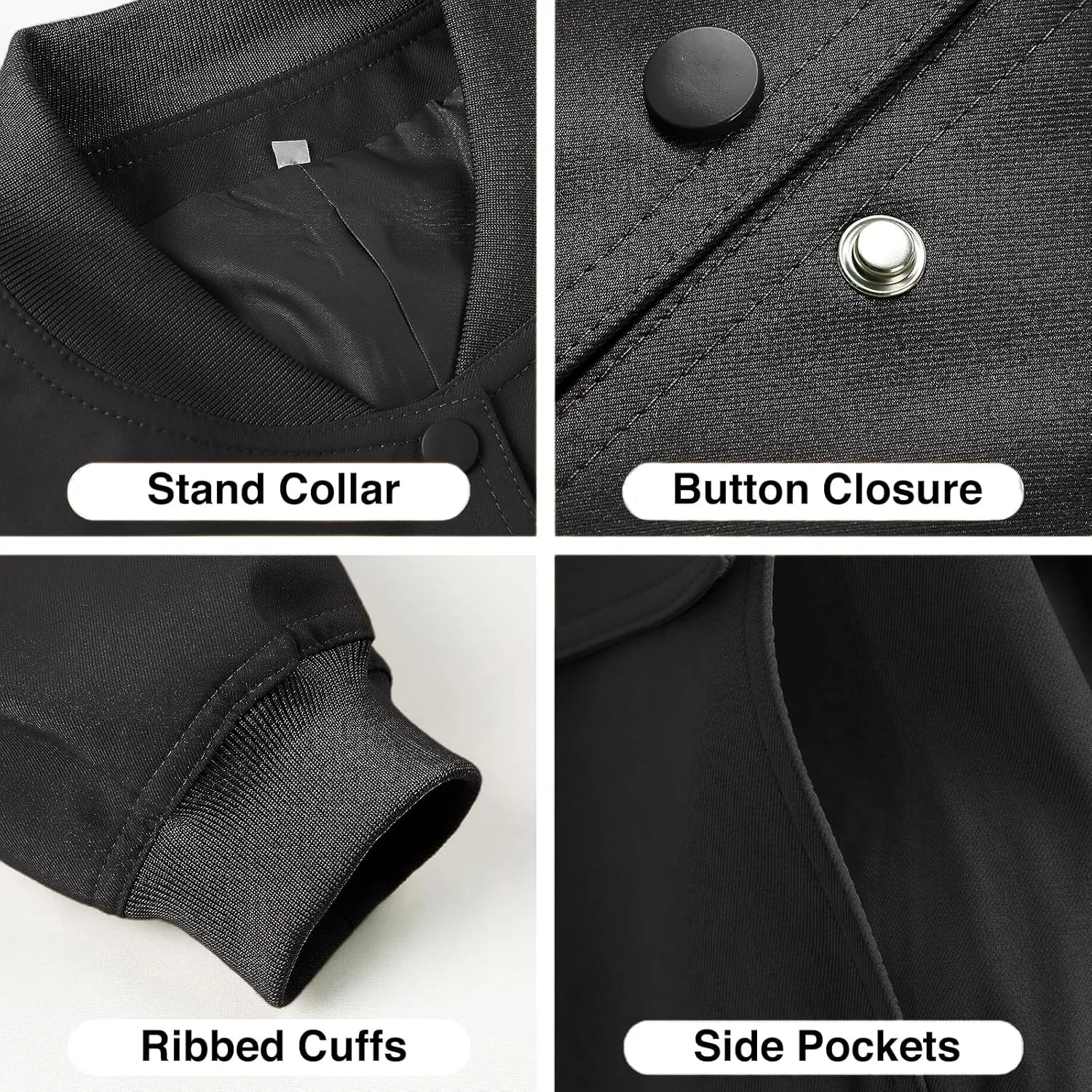 imbpceu Women Bomber Jacket Casual Long Sleeve Button Down Varsity Jackets with Pockets