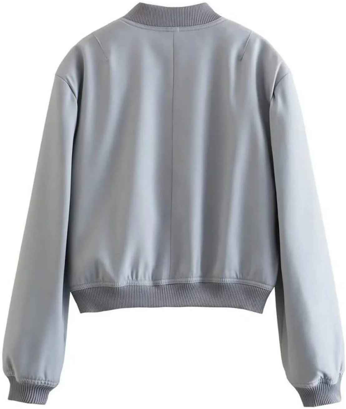imbpceu Women Bomber Jacket Casual Long Sleeve Button Down Varsity Jackets with Pockets