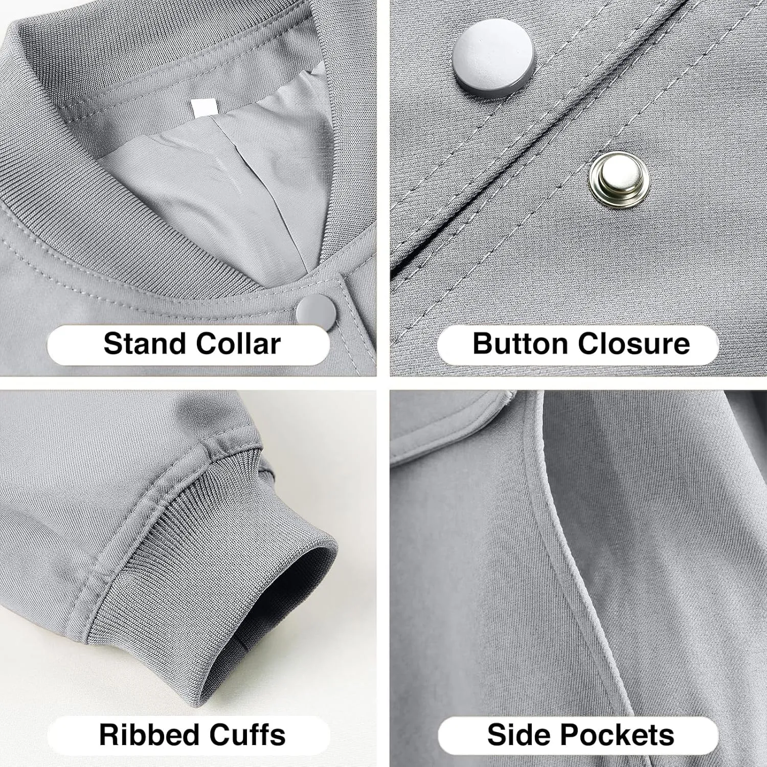imbpceu Women Bomber Jacket Casual Long Sleeve Button Down Varsity Jackets with Pockets