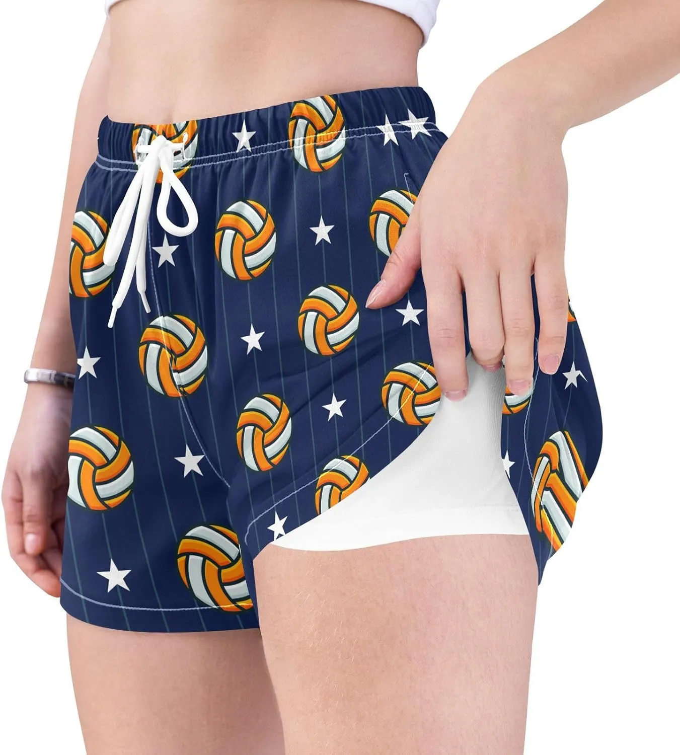 J JOYSAY Tennis Ball Dot Athletic Shorts Quick Dry Women Sweat Shorts Beach Lounge Pants with Pocket Drawstring
