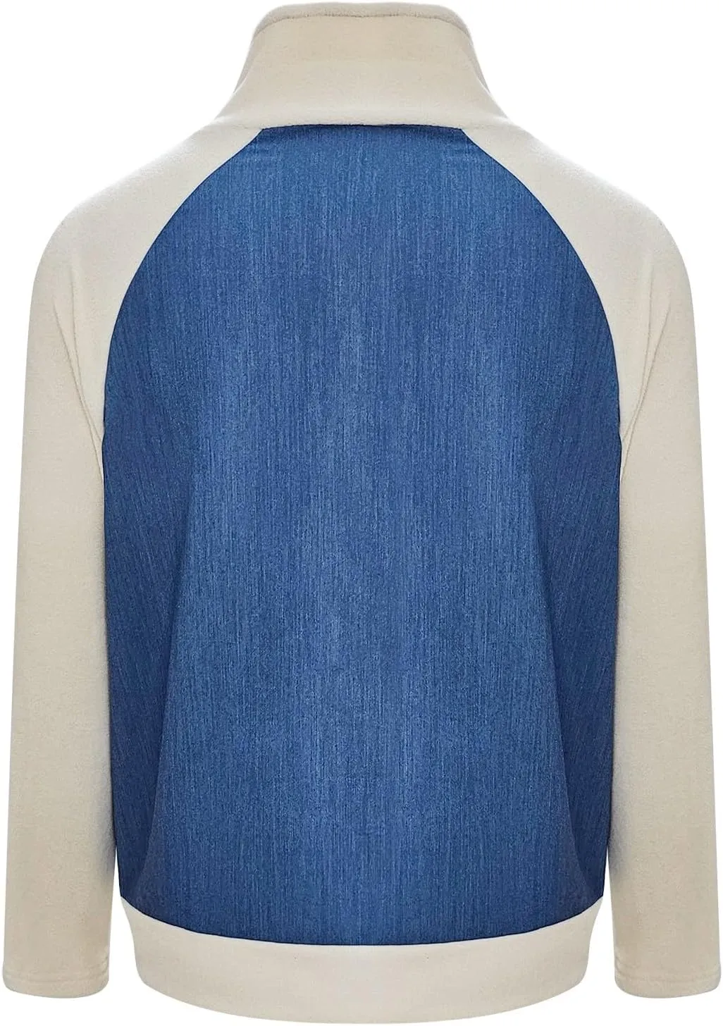 Jean Jacket Women Casual Long Sleeve Mock Neck Full Zipper Color Block Denim Coats Fall Lounge Outwear
