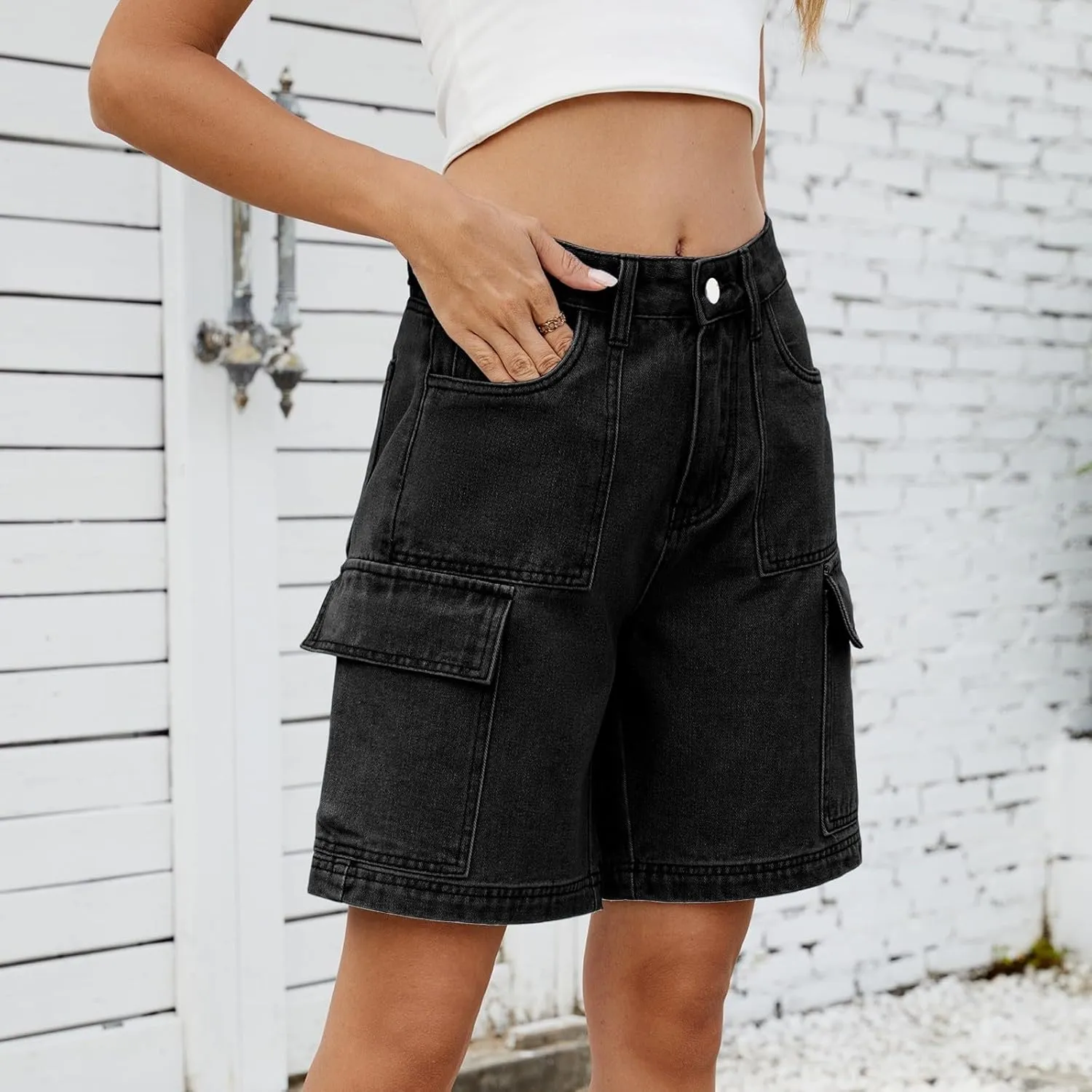 Jean Shorts for Women 2025 Summer Casual High Waisted Stretchy Denim Shorts Curvy Cutoff Jorts