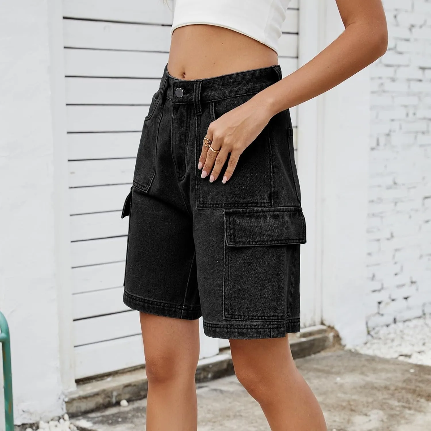 Jean Shorts for Women 2025 Summer Casual High Waisted Stretchy Denim Shorts Curvy Cutoff Jorts