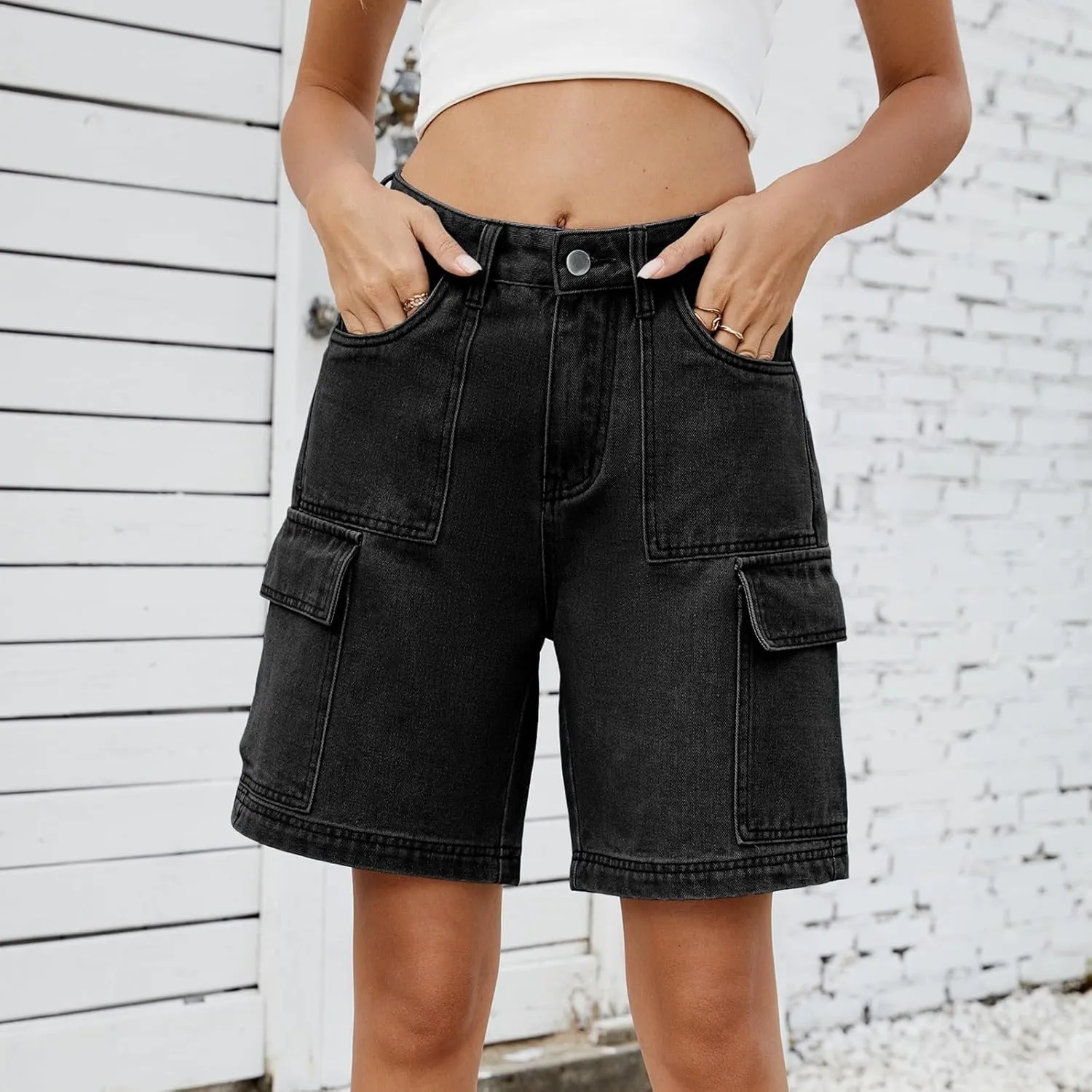 Jean Shorts for Women 2025 Summer Casual High Waisted Stretchy Denim Shorts Curvy Cutoff Jorts