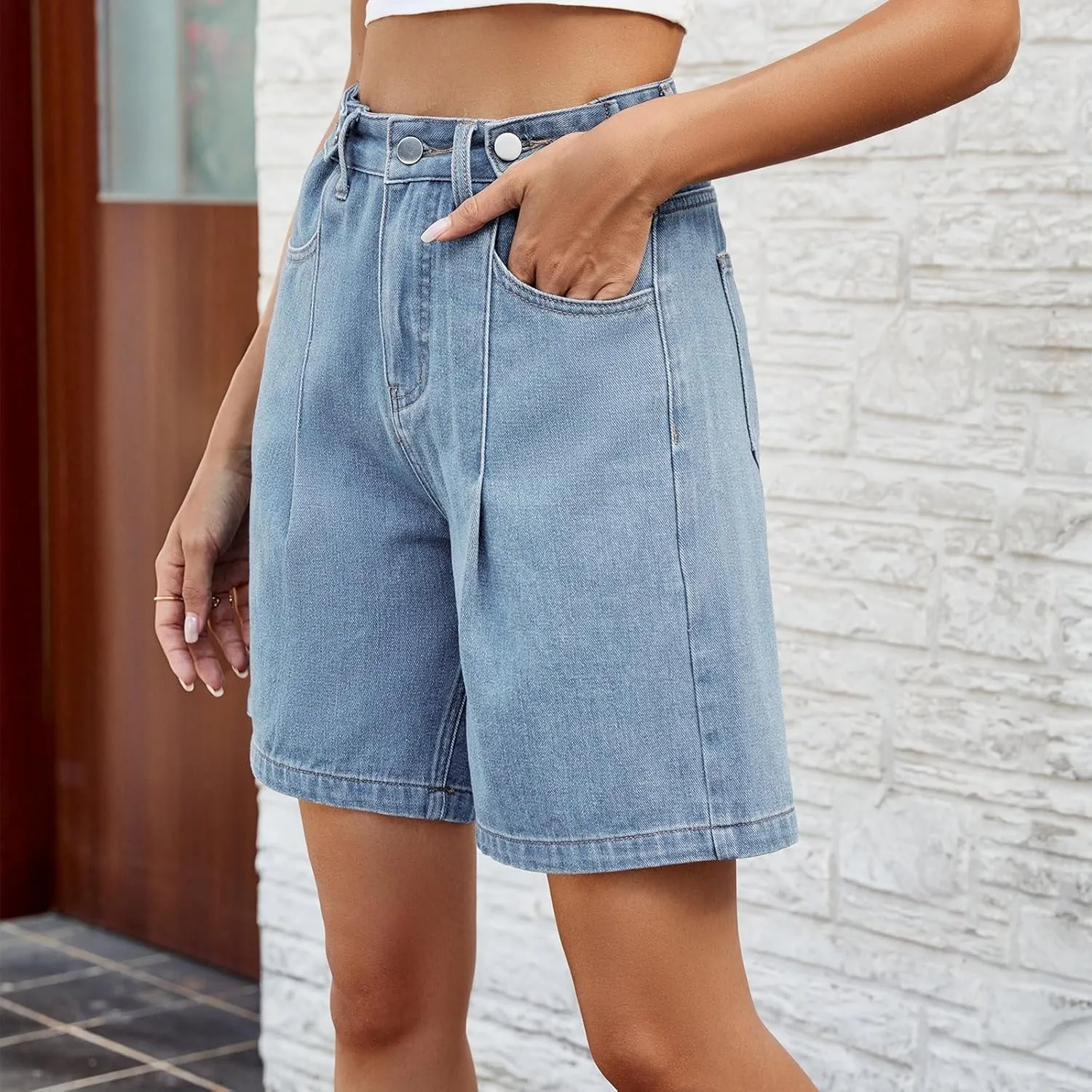 Jean Shorts for Women 2025 Summer Casual High Waisted Stretchy Denim Shorts Curvy Cutoff Jorts