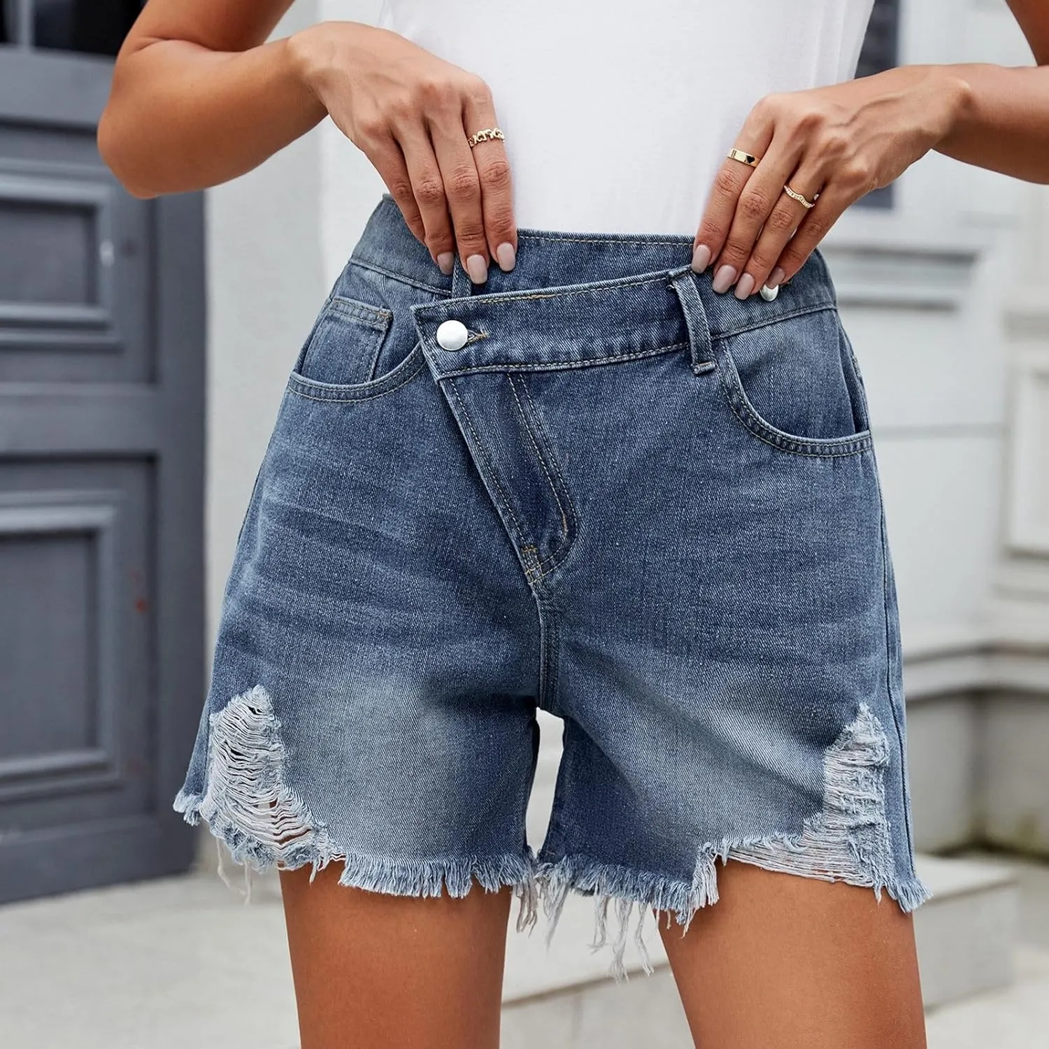 Jean Shorts for Women 2025 Summer Casual High Waisted Stretchy Denim Shorts Curvy Cutoff Jorts