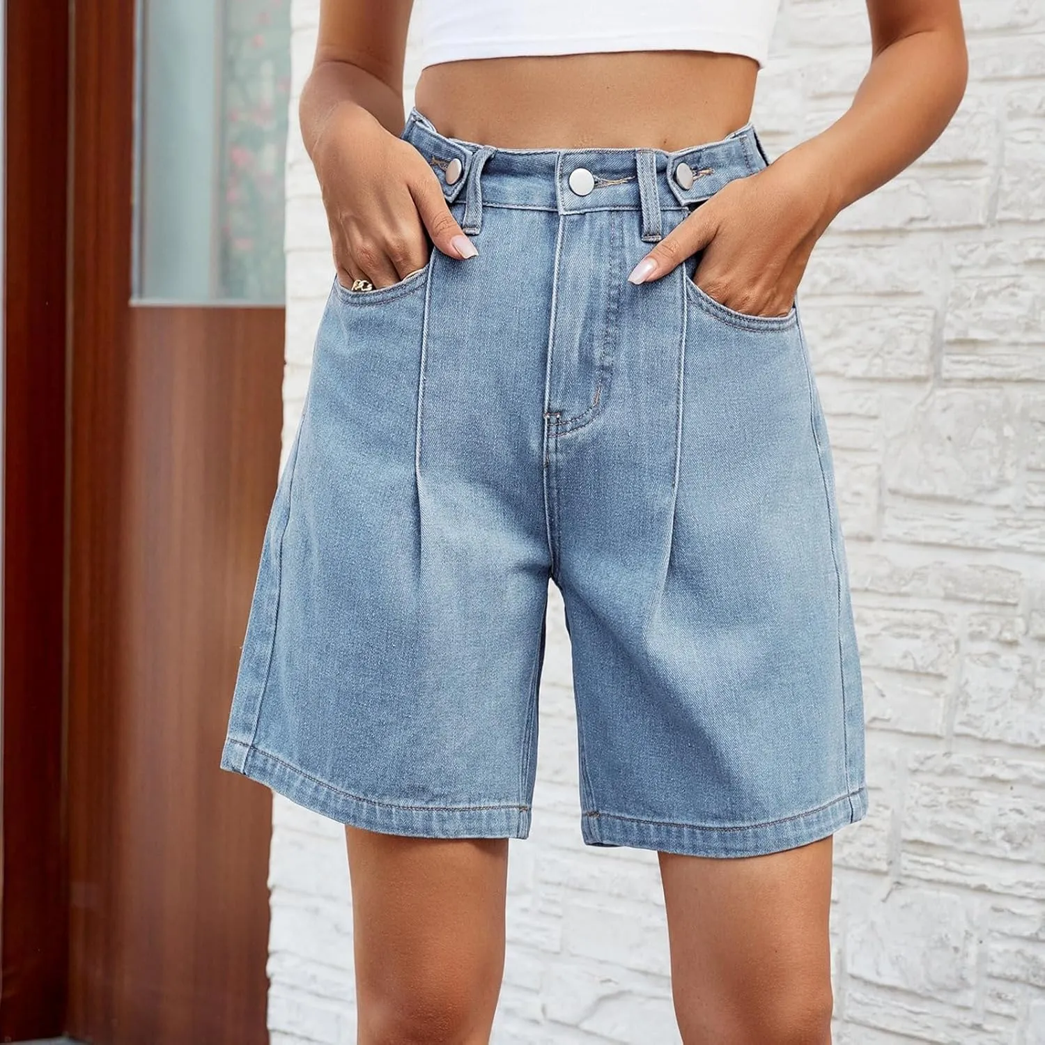 Jean Shorts for Women 2025 Summer Casual High Waisted Stretchy Denim Shorts Curvy Cutoff Jorts