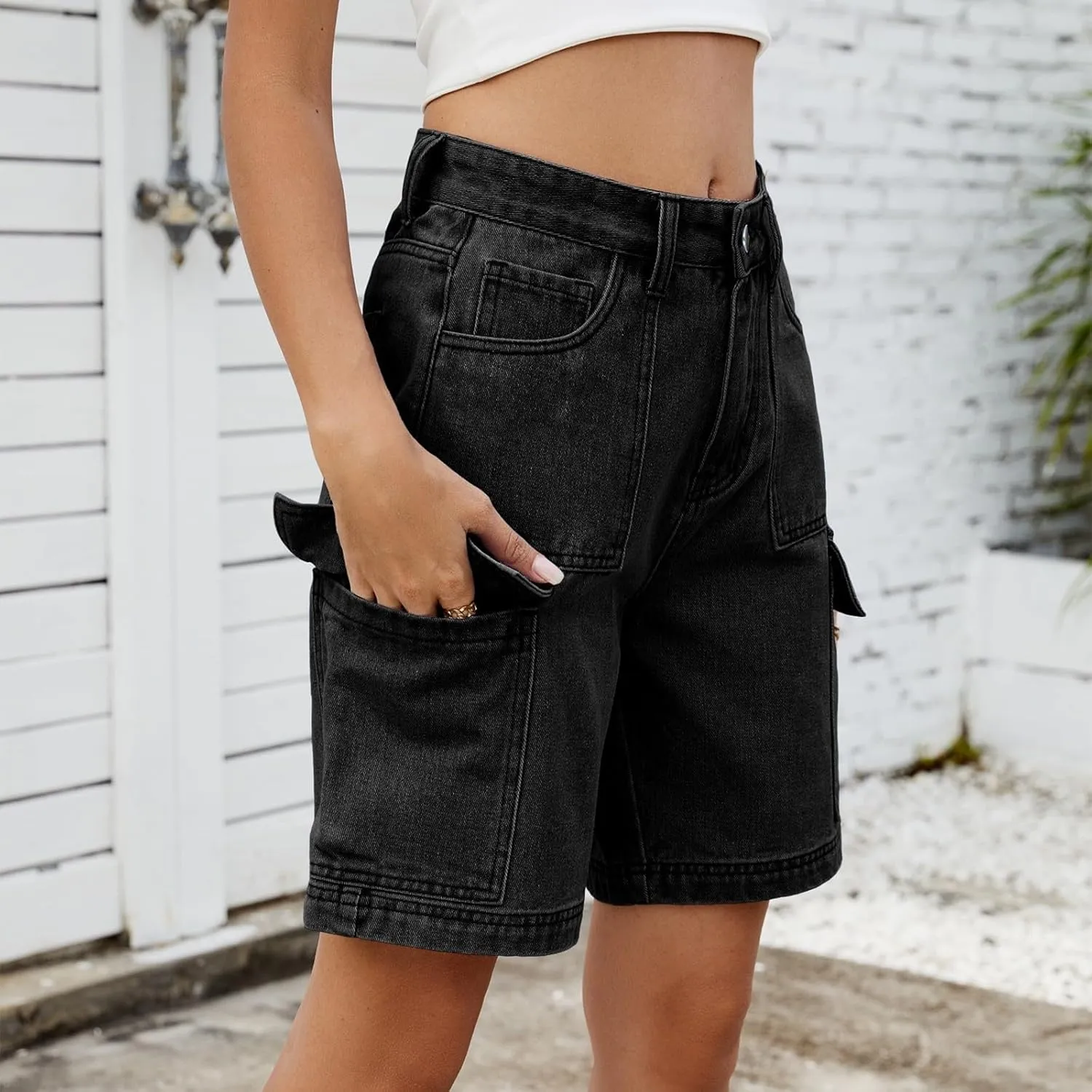 Jean Shorts for Women 2025 Summer Casual High Waisted Stretchy Denim Shorts Curvy Cutoff Jorts