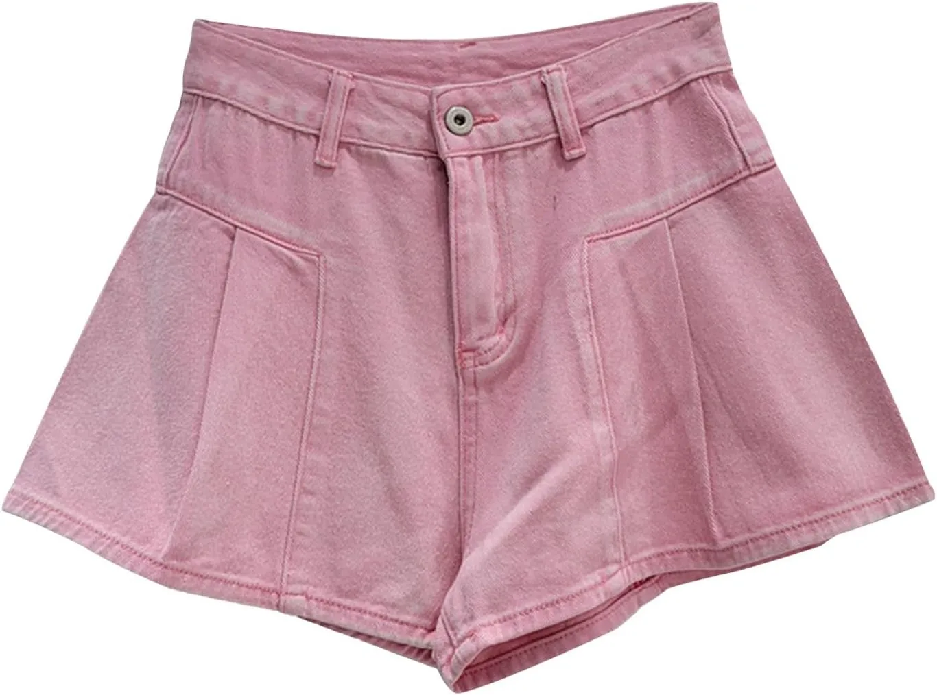 Jean Shorts for Women High Waisted Pleated Denim Shorts Flare Wide Leg Summer Short Jeans Comfy Jorts with Pockets