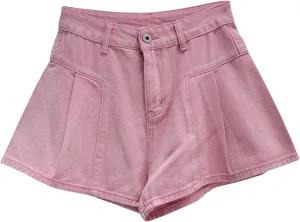 Jean Shorts for Women High Waisted Pleated Denim Shorts Flare Wide Leg Summer Short Jeans Comfy Jorts with Pockets