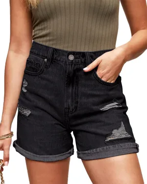 Jean Shorts for Women High Waisted Ripped Stretchy Denim Shorts Trendy