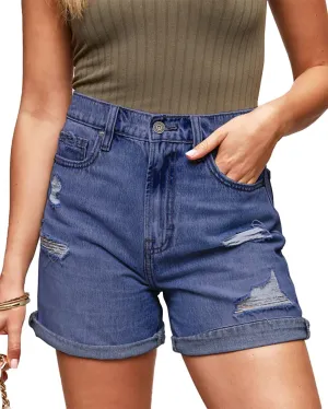 Jean Shorts for Women High Waisted Ripped Stretchy Denim Shorts Trendy