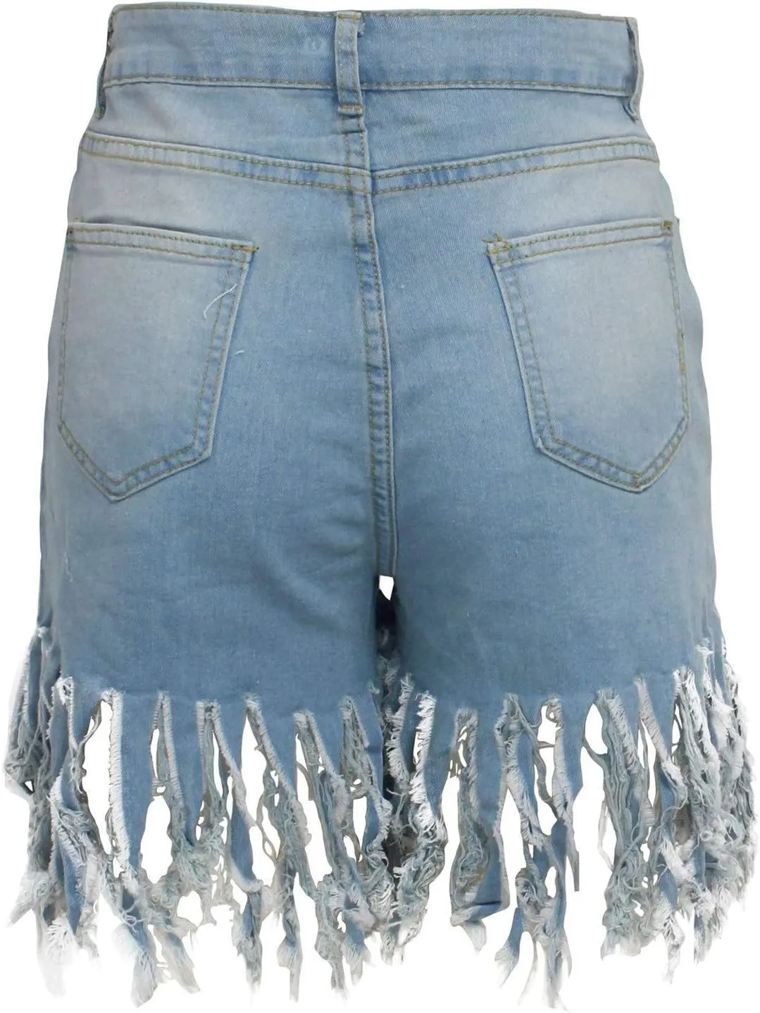 Jean Shorts for Women Juniors, Womens Casual Summer High Waisted Stretchy Frayed Raw Hem Tassels Denim Shorts