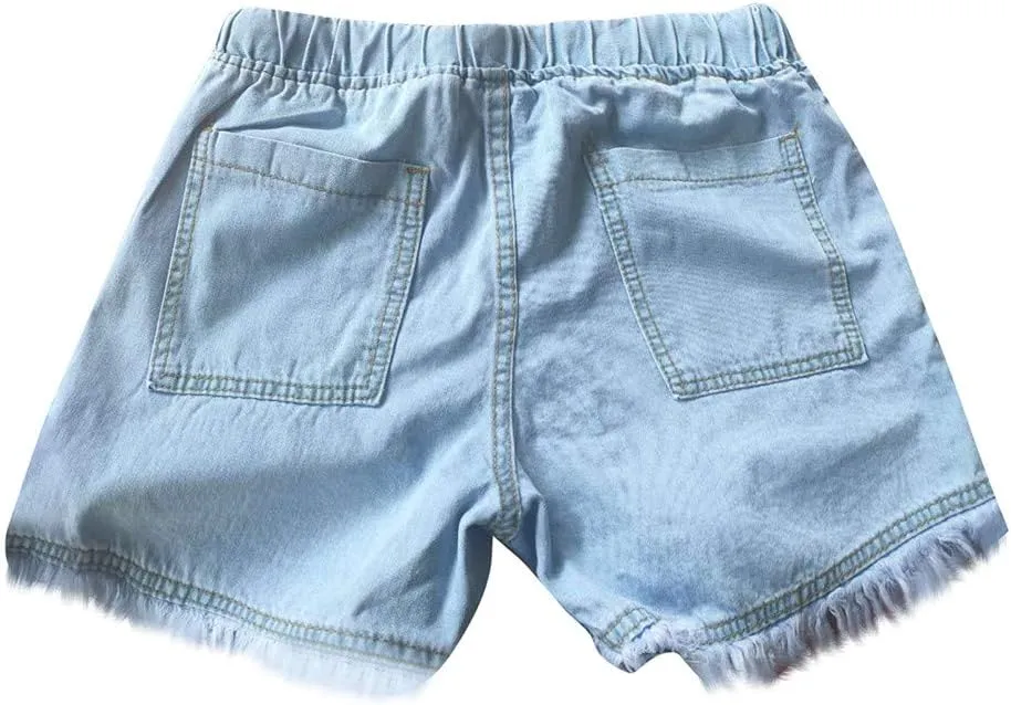 Jean Shorts Women Casual High Waisted Womens Denim Shorts Frayed Raw Hem Stretchy Shorts for Women