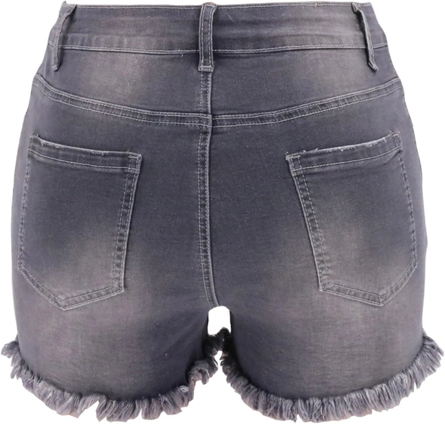 Jean Shorts Women Mid Rise Ripped Jean Shorts Stretchy Retro Denim Shorts Folded Hem Hot Short