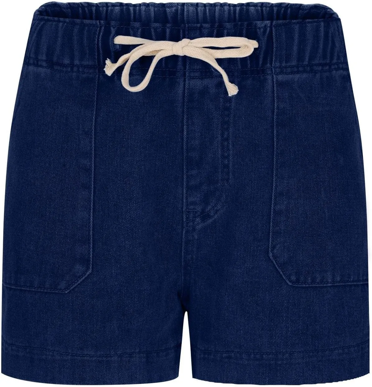 Jean Shorts Womens High Waisted Drawstring Pull On Short Jeans Baggy Casual Denim Chambray Shorts with Pockets