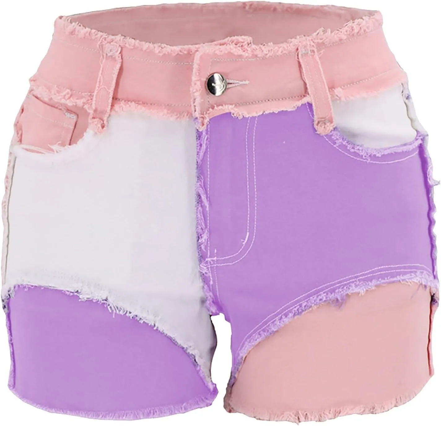 Jean Shorts Womens High Waisted Stretchy Butt Lifting Denim Shorts Trendy Color Block Skinny Hot Jorts with Pockets