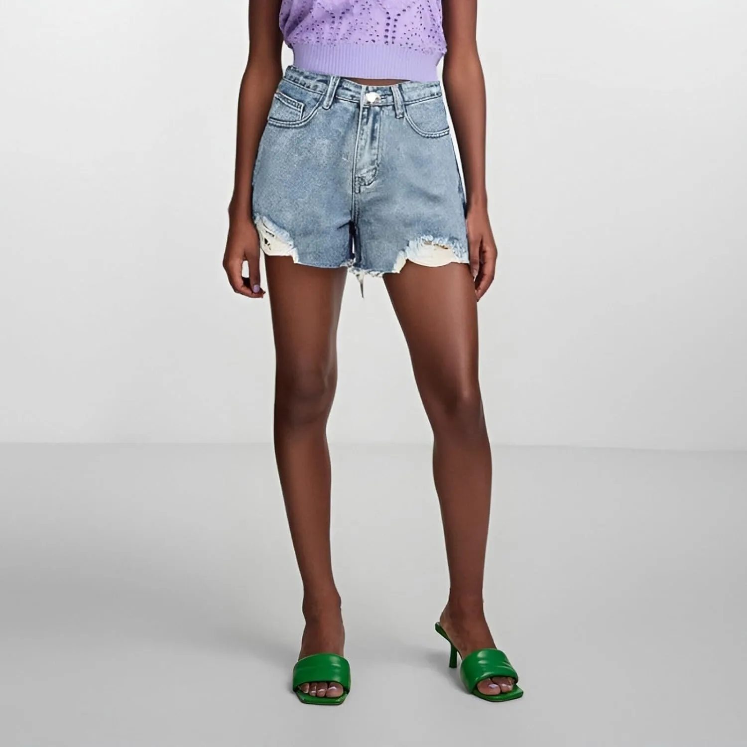 Jean Shorts Womens Trendy High Waisted Ripped Cut Off Denim Shorts Summer Causal Baggy Cute Hot Jorts with Pockets