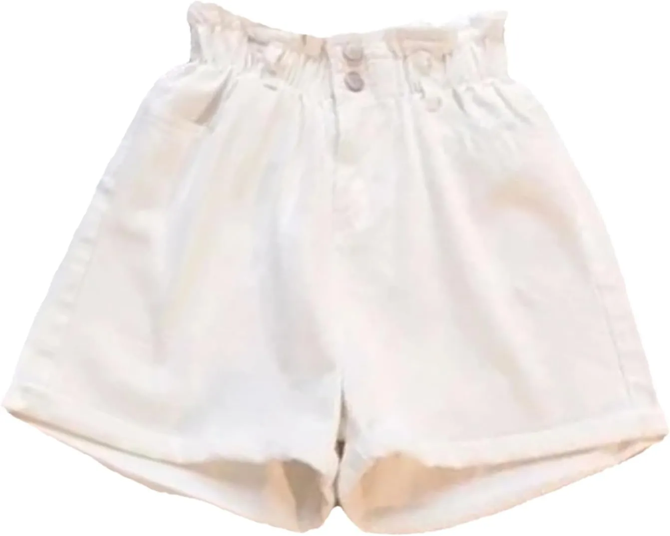 Jegsnoe Women's Denim Shorts Harem Ruffle High Waisted Elastic Waist Shorts