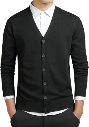 JEsilunmaMY Mens Basic Designed Cardigan Sweaters V Neck Button Down Knitted Cardigan Sweater Lightweight Business Knitwear