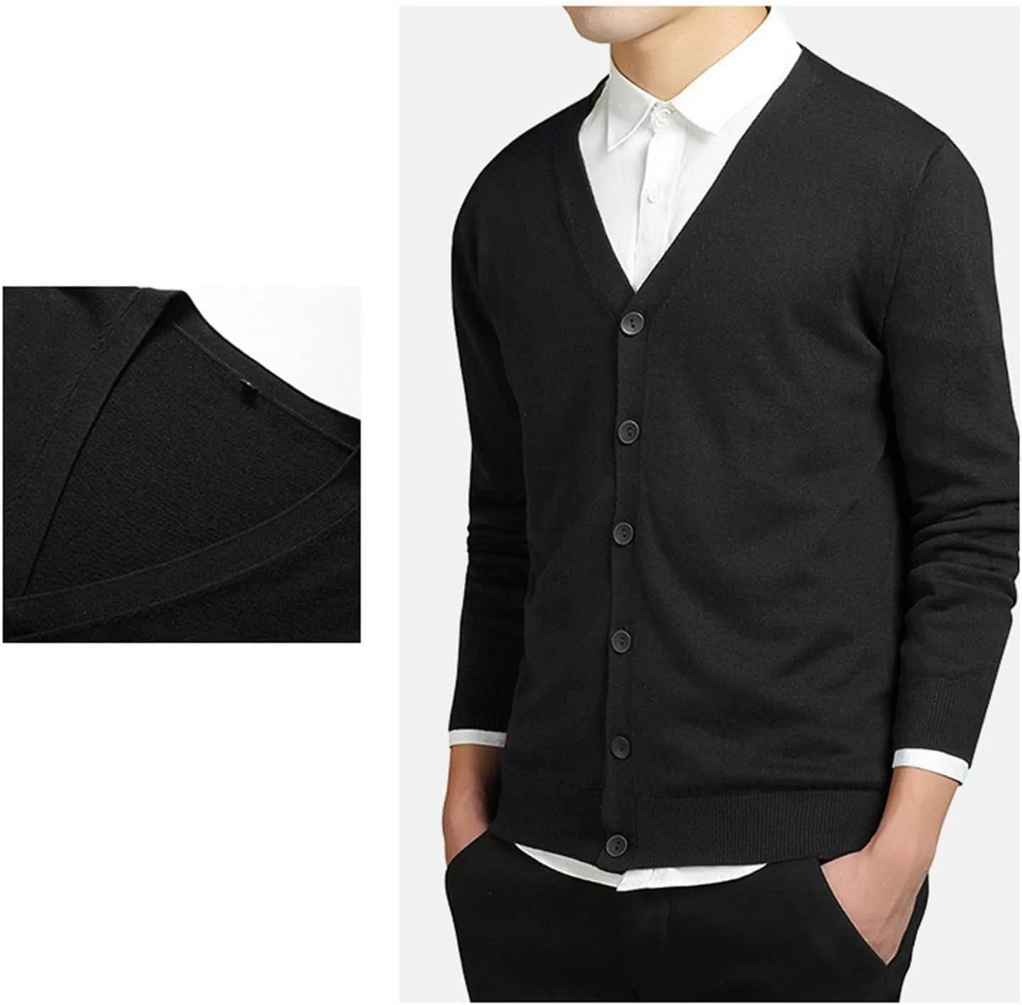 JEsilunmaMY Mens Basic Designed Cardigan Sweaters V Neck Button Down Knitted Cardigan Sweater Lightweight Business Knitwear