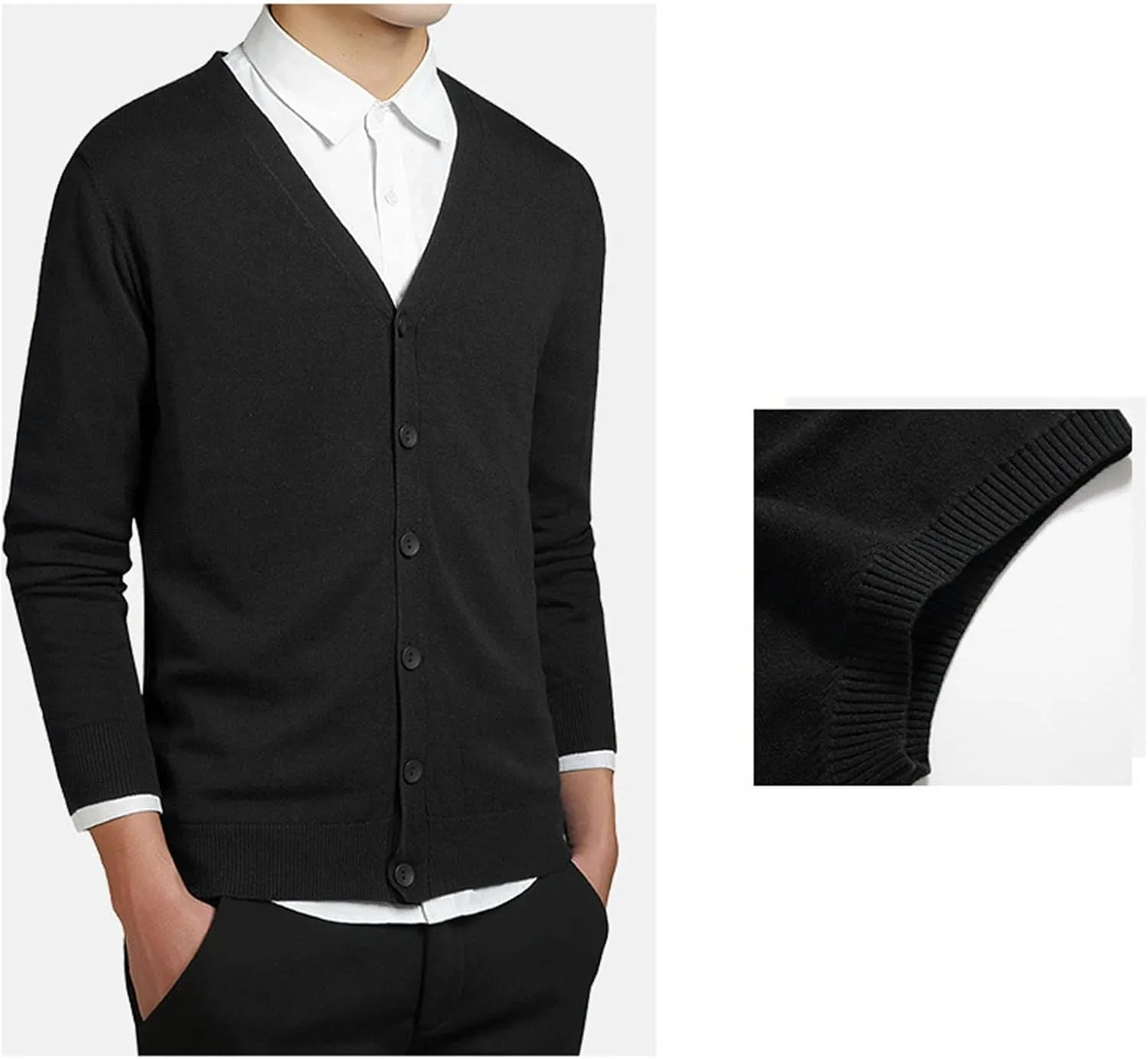 JEsilunmaMY Mens Basic Designed Cardigan Sweaters V Neck Button Down Knitted Cardigan Sweater Lightweight Business Knitwear