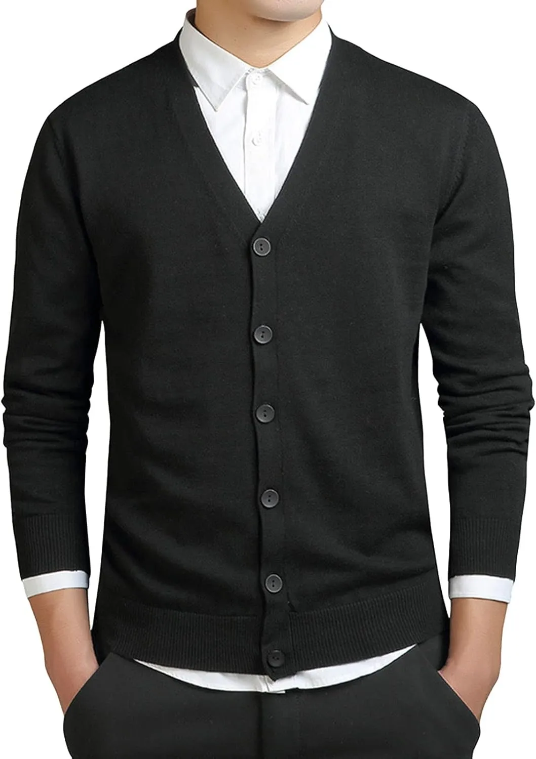 JEsilunmaMY Mens Basic Designed Cardigan Sweaters V Neck Button Down Knitted Cardigan Sweater Lightweight Business Knitwear