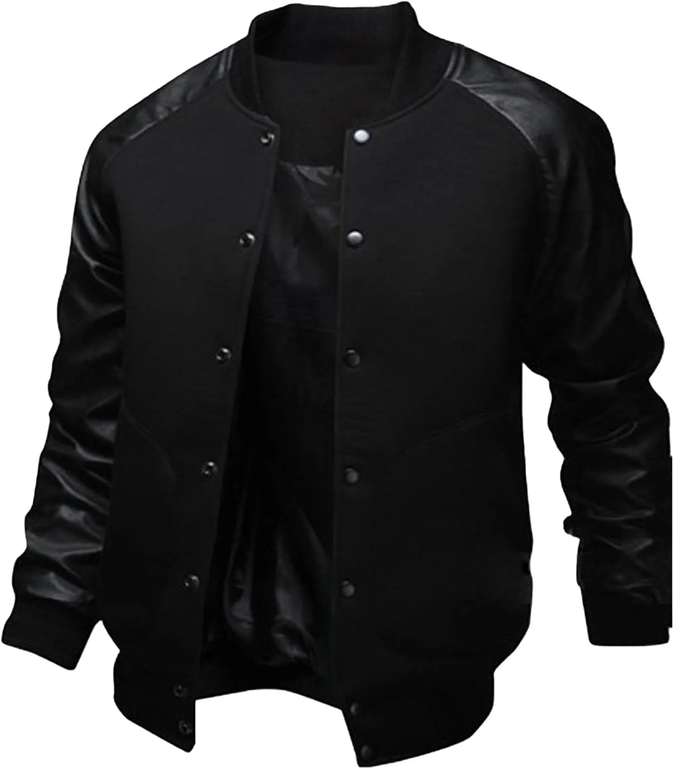 JEsilunmaMY Men's Button Down Baseball Varsity Jackets Full Zip Mock Neck Bomber Coat Lightweight Sport Jackets with Pocket