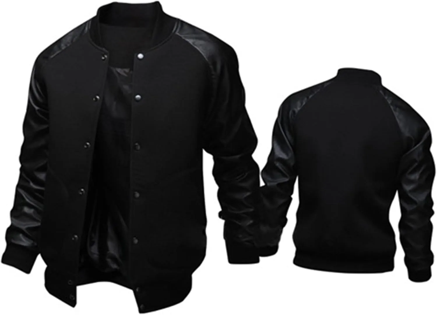 JEsilunmaMY Men's Button Down Baseball Varsity Jackets Full Zip Mock Neck Bomber Coat Lightweight Sport Jackets with Pocket