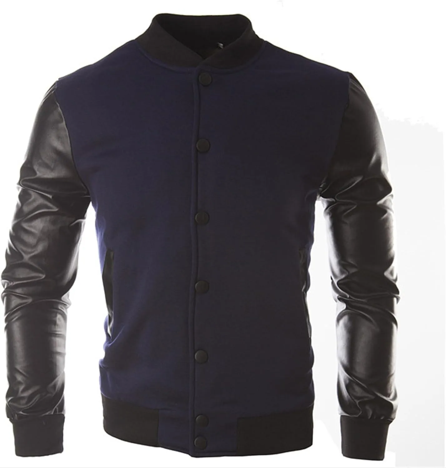 JEsilunmaMY Men's Button Down Baseball Varsity Jackets Full Zip Mock Neck Bomber Coat Lightweight Sport Jackets with Pocket