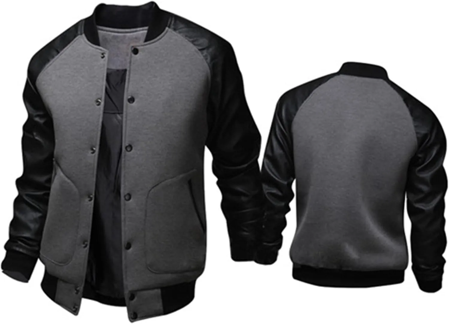 JEsilunmaMY Men's Button Down Baseball Varsity Jackets Full Zip Mock Neck Bomber Coat Lightweight Sport Jackets with Pocket