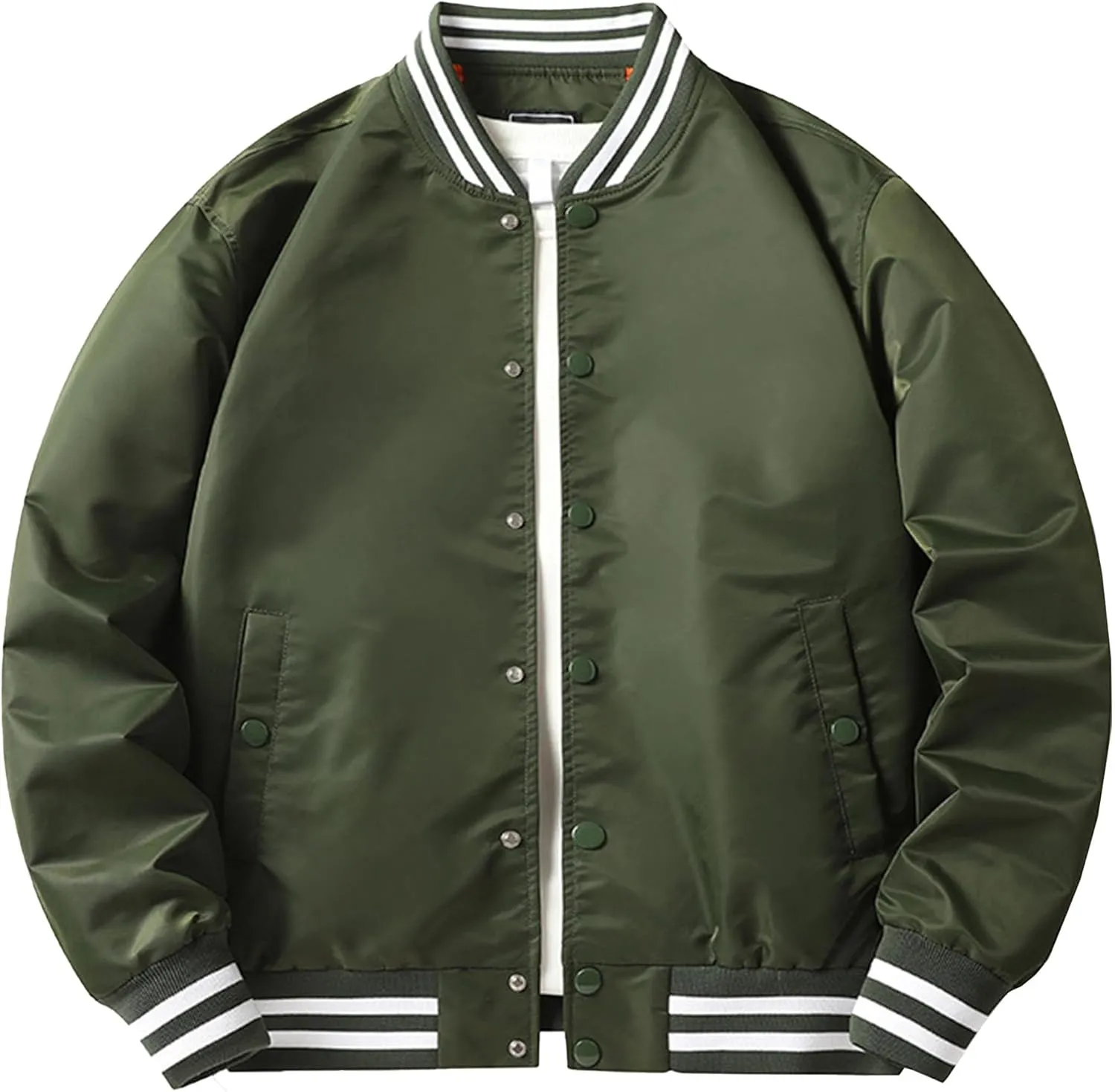 JEsilunmaMY Men's Fashion Cargo Varsity Jackets Lightweight Cotton Baseball Bomber Jackets Full Zip Casual Padded Coats