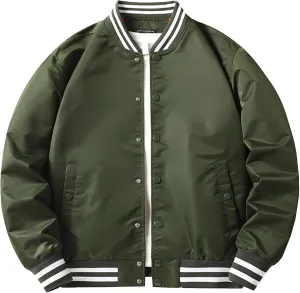 JEsilunmaMY Men's Fashion Cargo Varsity Jackets Lightweight Cotton Baseball Bomber Jackets Full Zip Casual Padded Coats