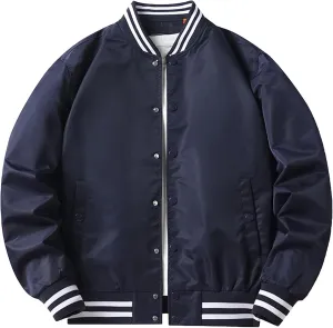 JEsilunmaMY Men's Fashion Cargo Varsity Jackets Lightweight Cotton Baseball Bomber Jackets Full Zip Casual Padded Coats