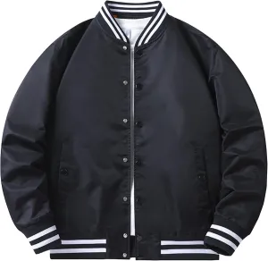JEsilunmaMY Men's Fashion Cargo Varsity Jackets Lightweight Cotton Baseball Bomber Jackets Full Zip Casual Padded Coats