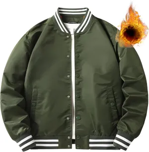 JEsilunmaMY Men's Fashion Cargo Varsity Jackets Lightweight Cotton Baseball Bomber Jackets Full Zip Casual Padded Coats