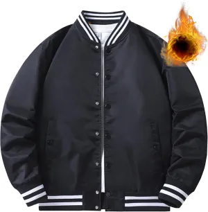 JEsilunmaMY Men's Fashion Cargo Varsity Jackets Lightweight Cotton Baseball Bomber Jackets Full Zip Casual Padded Coats