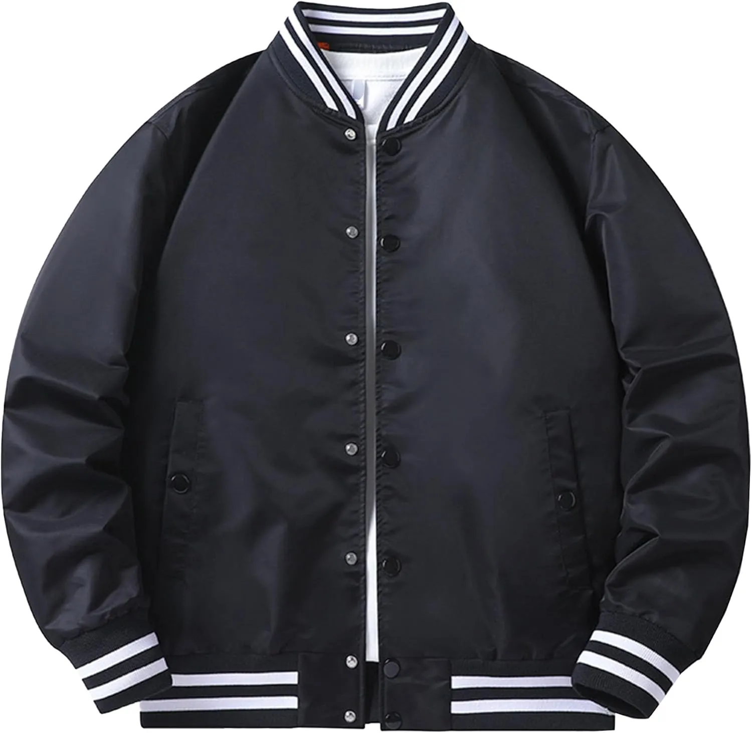JEsilunmaMY Men's Fashion Cargo Varsity Jackets Lightweight Cotton Baseball Bomber Jackets Full Zip Casual Padded Coats