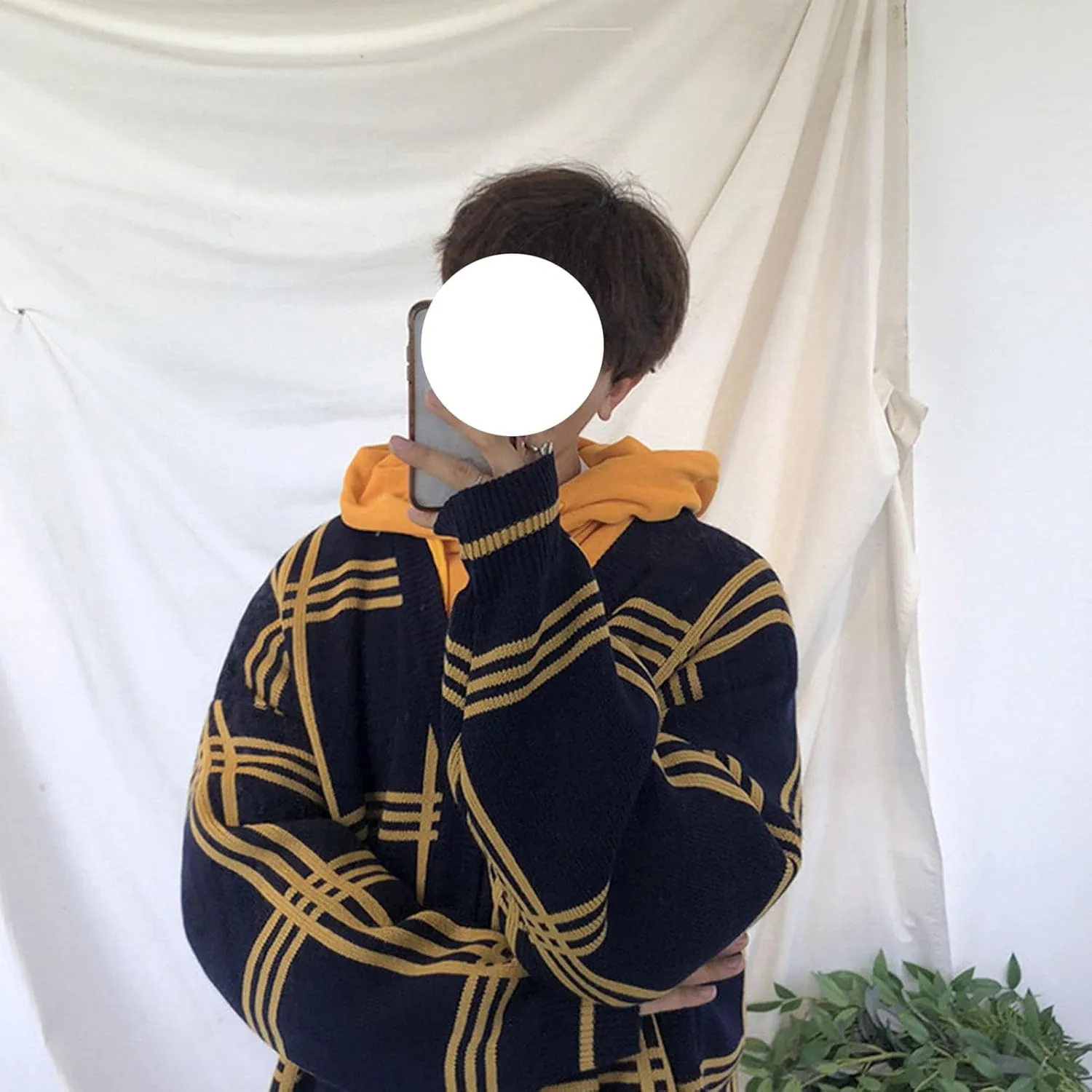 JEsilunmaMY Mens Loose Plaid Oversized Knit Cardigan Casual Button Down V Neck Sweater Soft Comfy Fall Knitwear Cardigans