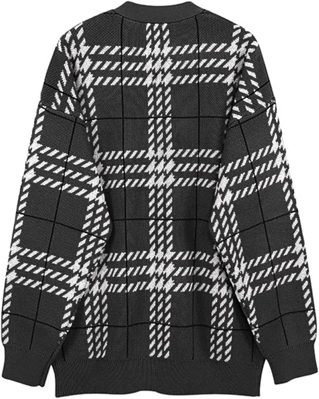 JEsilunmaMY Mens Loose Plaid Oversized Knit Cardigan Casual Button Down V Neck Sweater Soft Comfy Fall Knitwear Cardigans