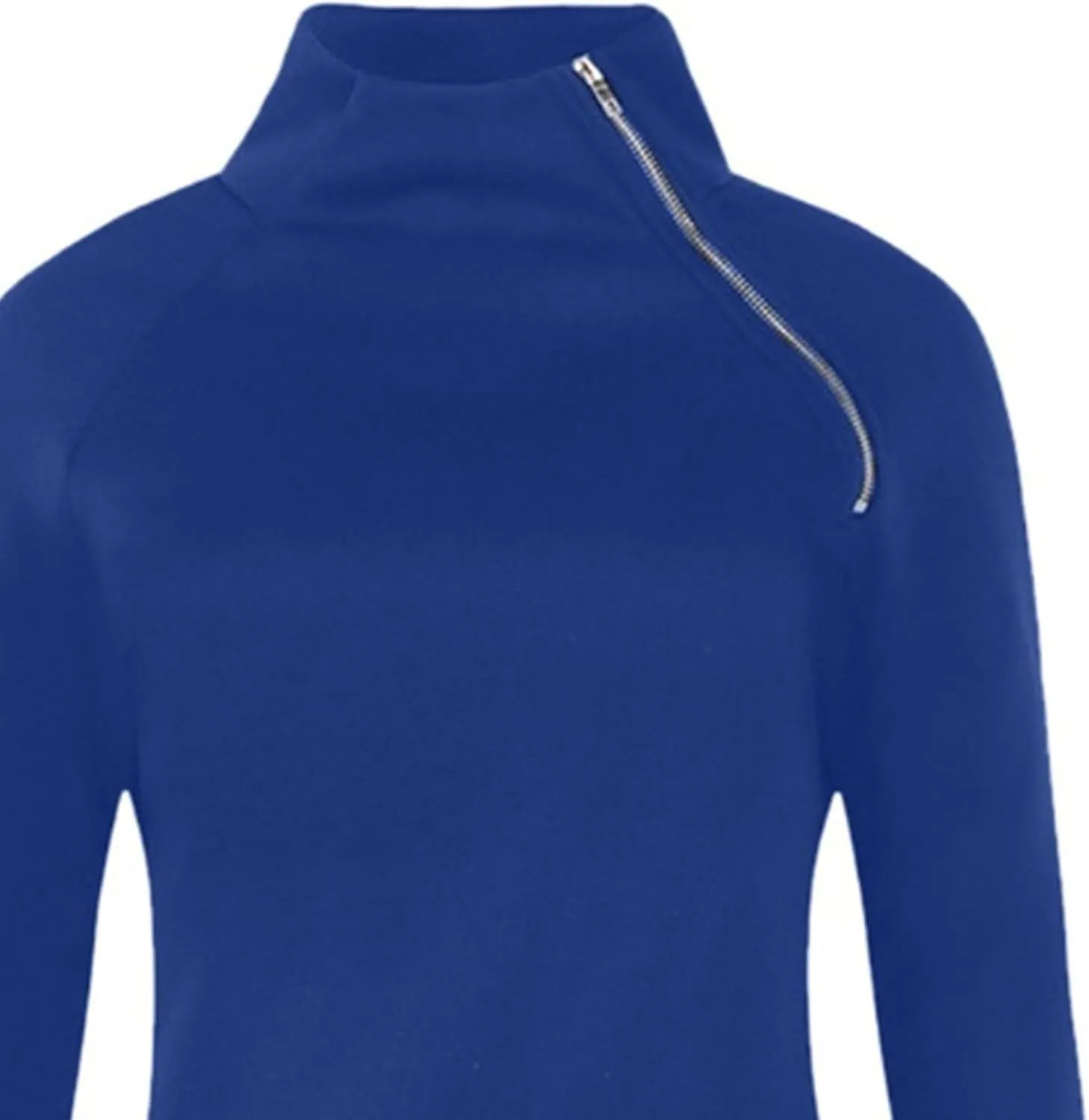 JEsilunmaMY Slim Fit Turtleneck Sweatshirt for Women Zip Irregular Hem Pullover with Thumb Hole Casual Mock Neck Sweater Tops