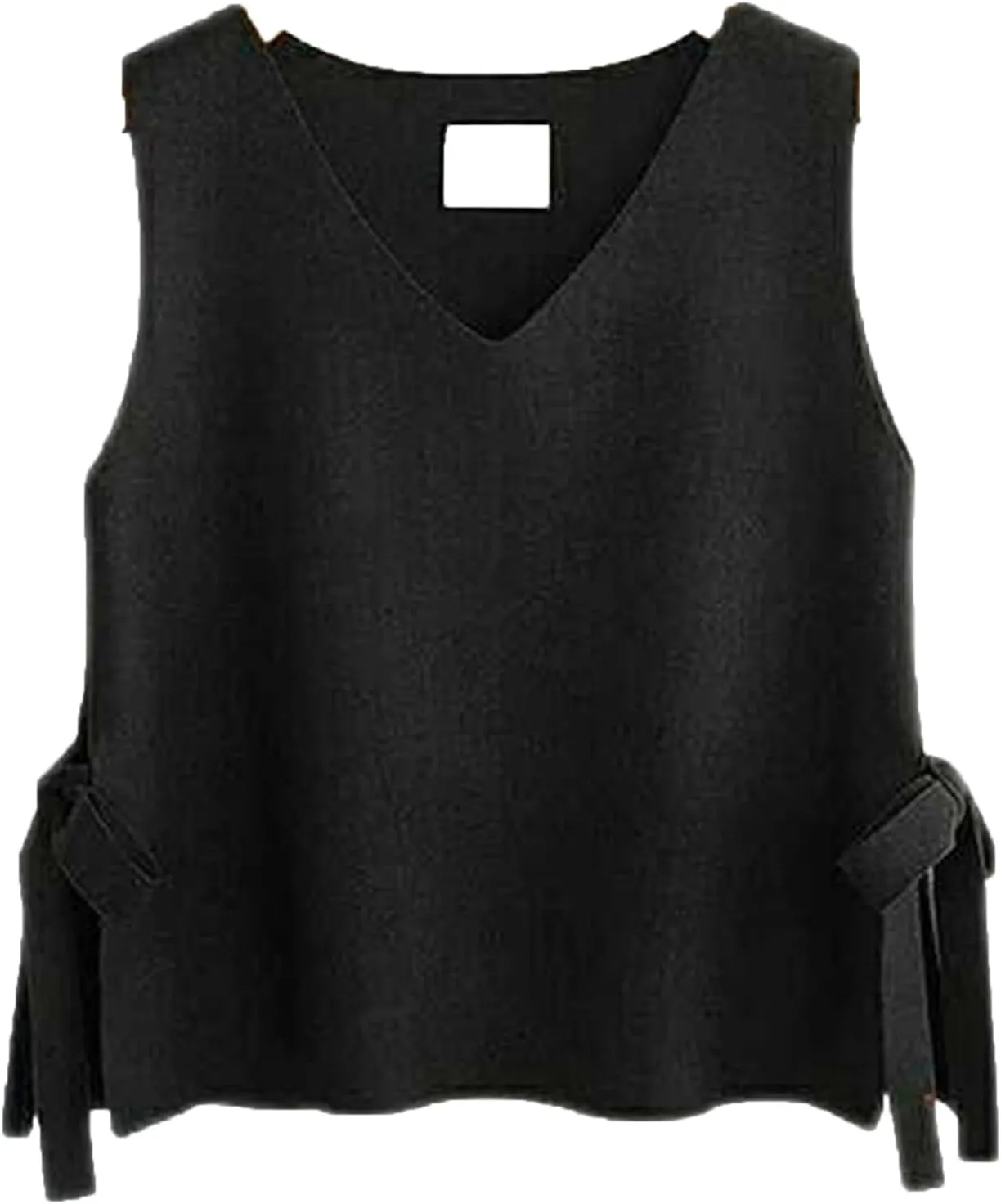 JEsilunmaMY Women's Side Tie Sleeveless Sweater Vest Lightweight V Neck Pullover Tank Tops Solid Color Loose Knitwear Vest