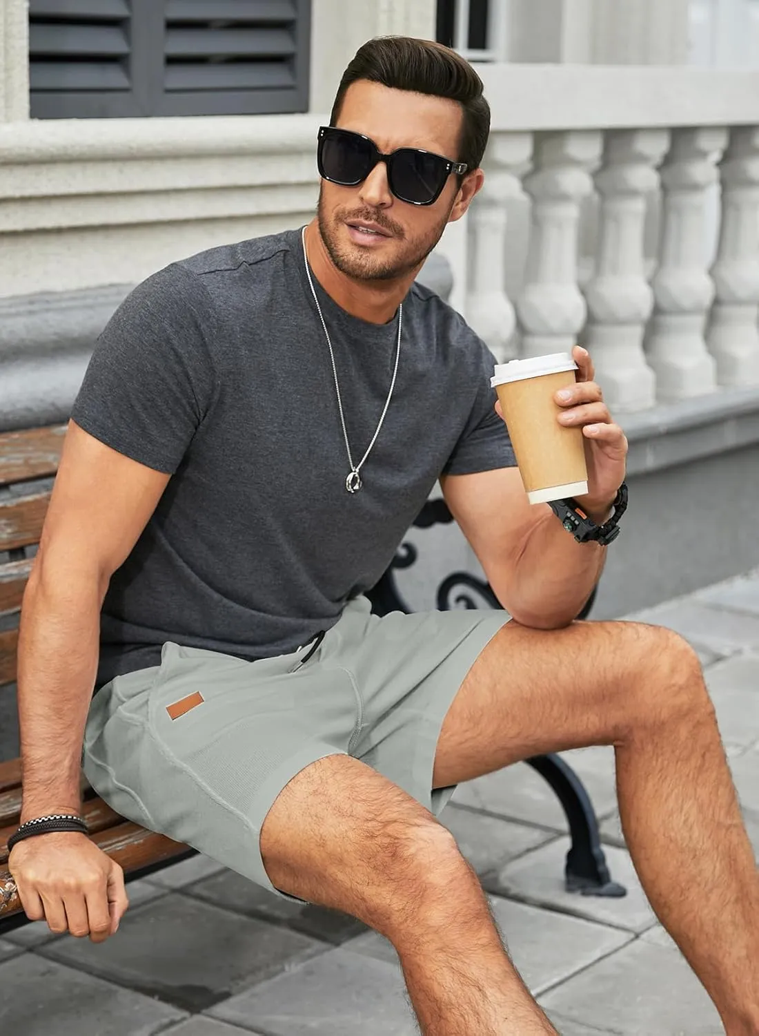 JMIERR Men's Casual 5"/ 7" Shorts Waffle Elastic Waist Drawstring Workout Running Jogging Beach Sweat Shorts with Pockets