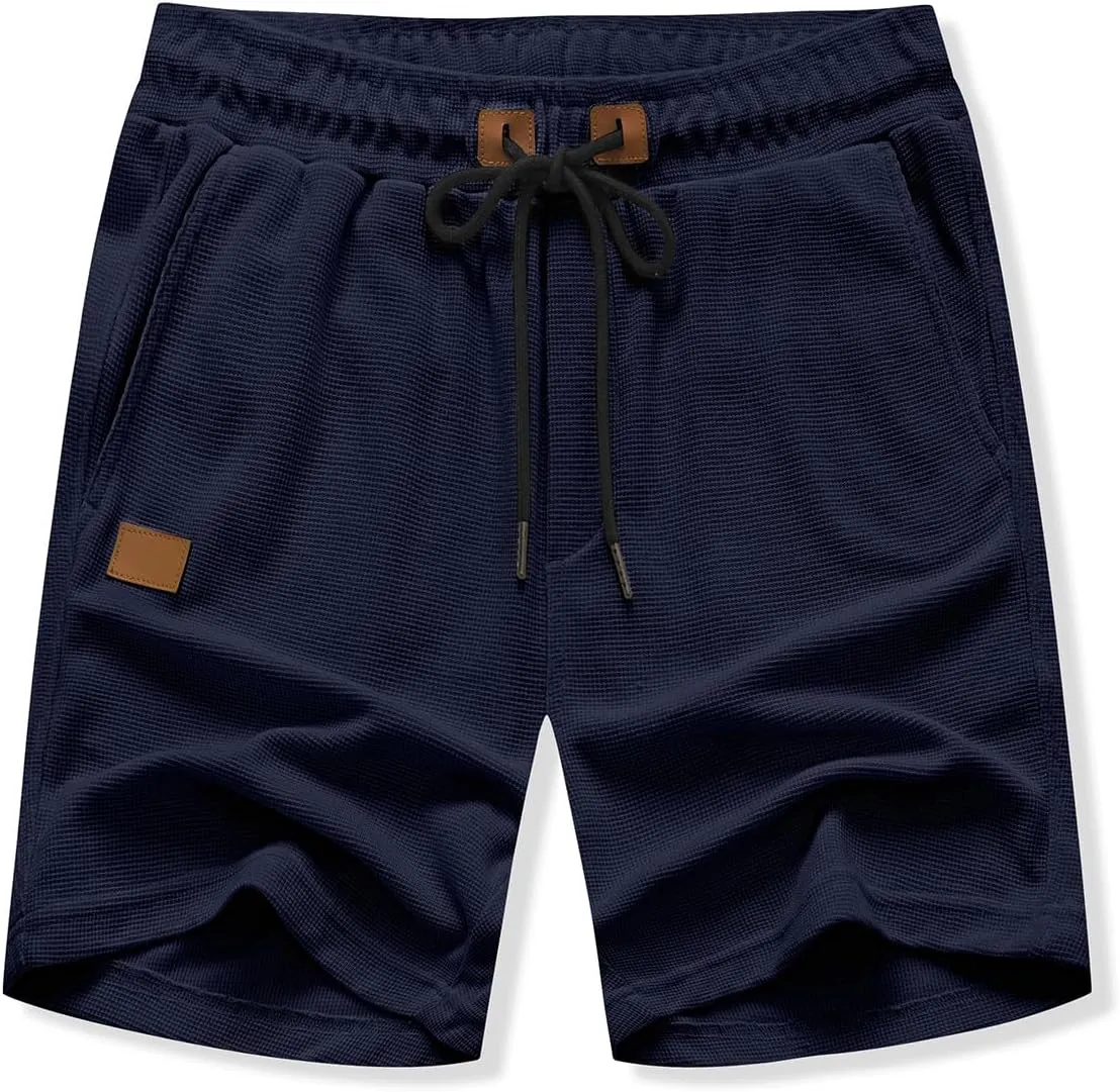 JMIERR Men's Casual 5"/ 7" Shorts Waffle Elastic Waist Drawstring Workout Running Jogging Beach Sweat Shorts with Pockets