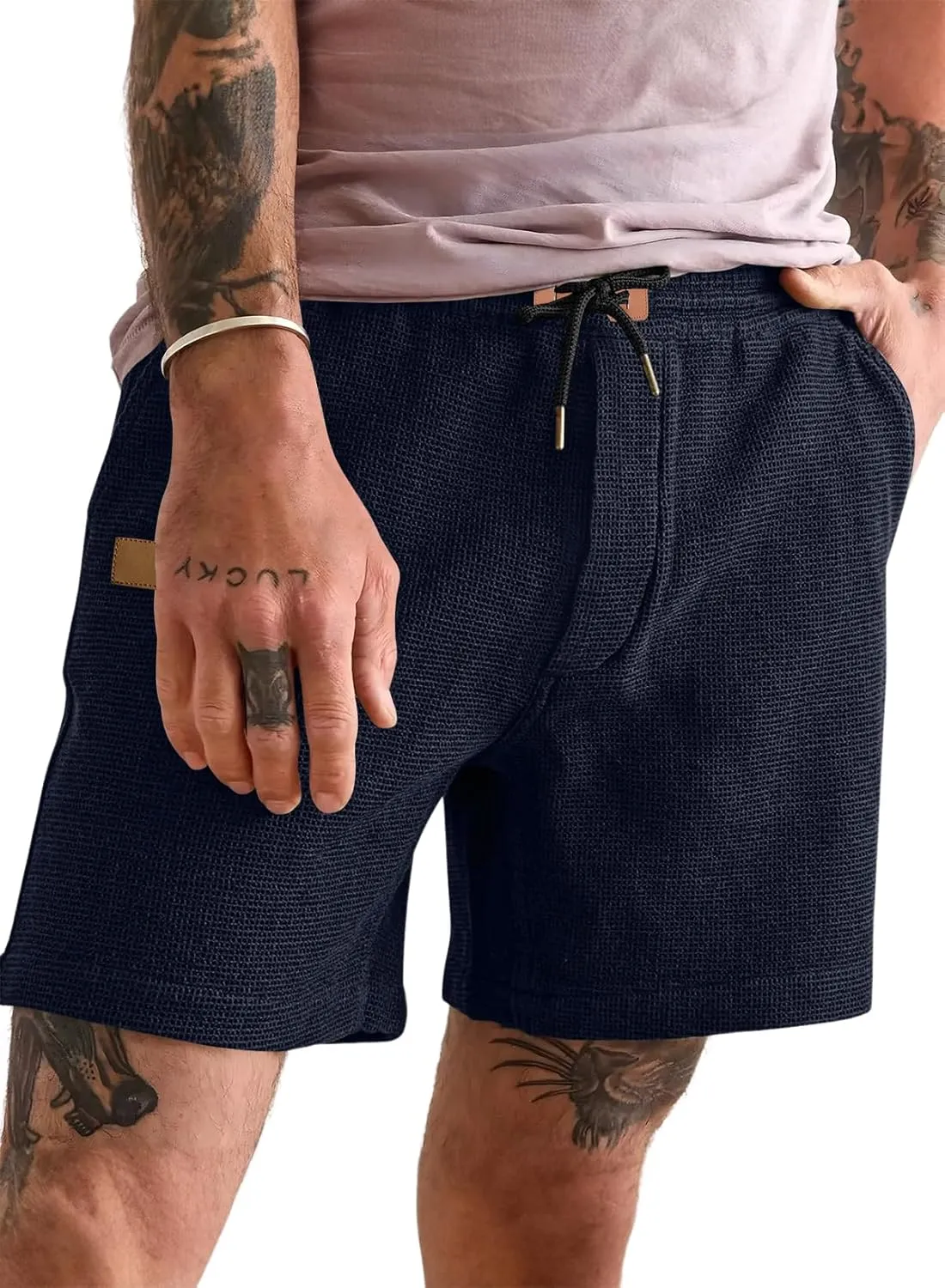 JMIERR Men's Casual 5"/ 7" Shorts Waffle Elastic Waist Drawstring Workout Running Jogging Beach Sweat Shorts with Pockets