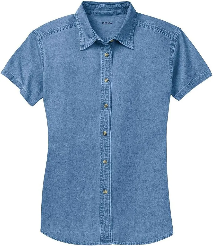 Joe's USA Ladies Short Sleeve Value Denim Shirts in Sizes XS-4XL