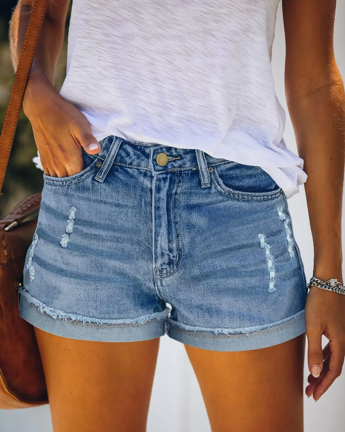 KISSMODA Women's Casual Denim Shorts Summer Jeans Stretchy Hot Short Pants